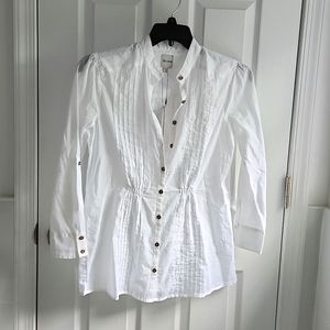 NIC+ZOE - Breezy Pintuck Button-Up Shirt, Paper White, XS, NWT